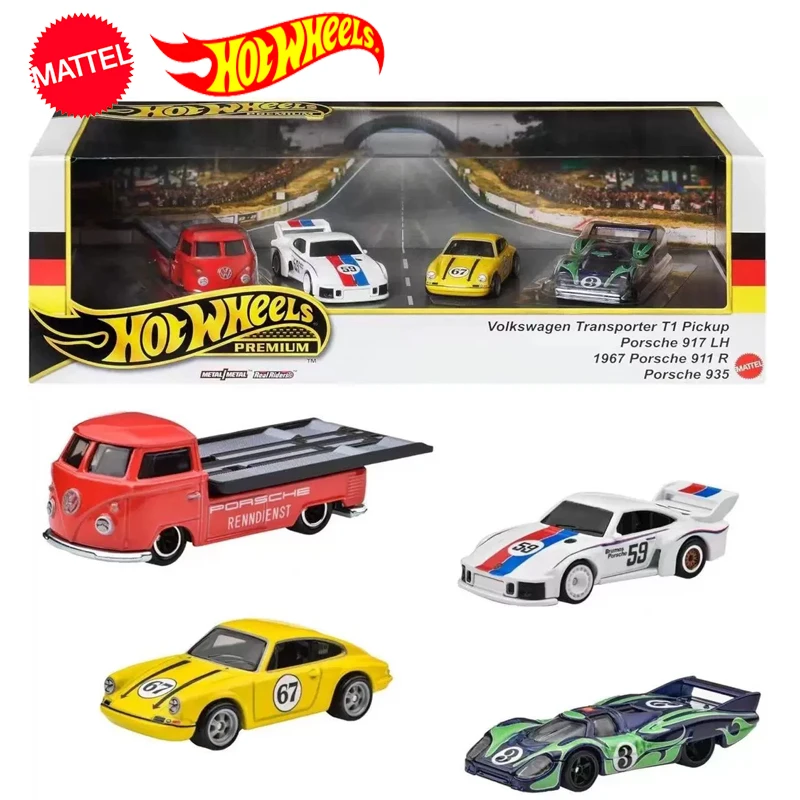 Hot Wheels-Porte-bagages Volkswagen Premium pour garçons, jouets moulés sous pression, Porsche 1/64 LH 917 R 911, garage, cadeau, original, 514 up