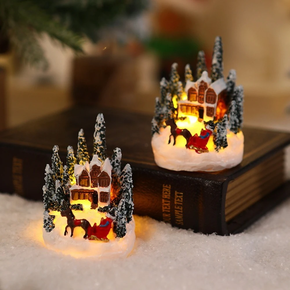

Christmas Small Houses Decorations Christmas Lighthouse Figurines for Xmas Decor Gift Tabletop Decorations Christmas Ornaments