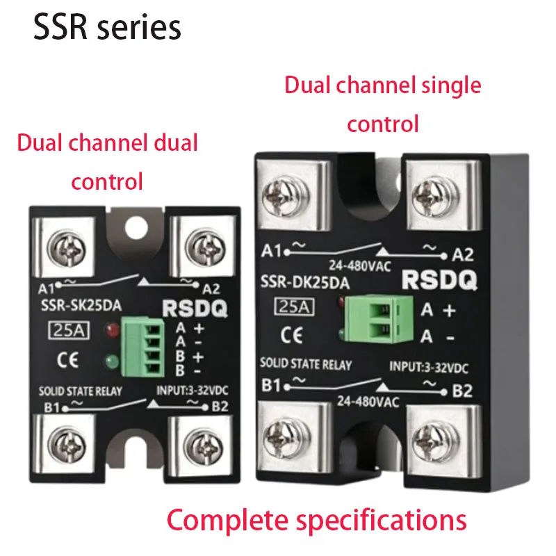 Solid State Relay SSR-SK40DA Dual Channel Dual Control 24V DC Control AC Dual Channel Single Control 25A 60A 80A