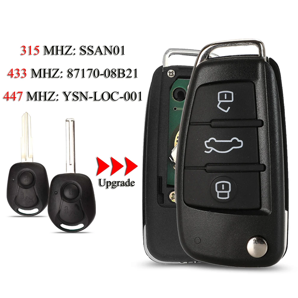 jingyuqin MBE700 MBE750 YSN-LOC-001 87170-08B21 SSAN01 Remote Smart Car Key For SSANGYONG Actyon Kyron Rexton 315/433/447/477MHz