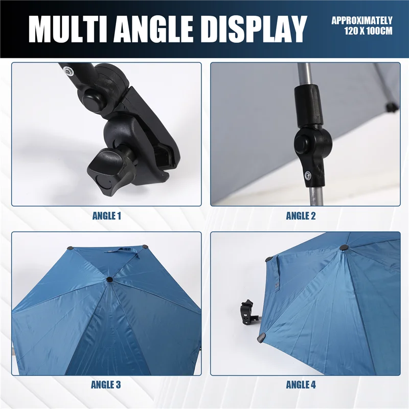 Venda de verão guarda-chuva de praia ajustável, guarda-chuva de cadeira giratória de 360 graus com braçadeira universal, ótimo para cadeira de praia, cadeira de pátio