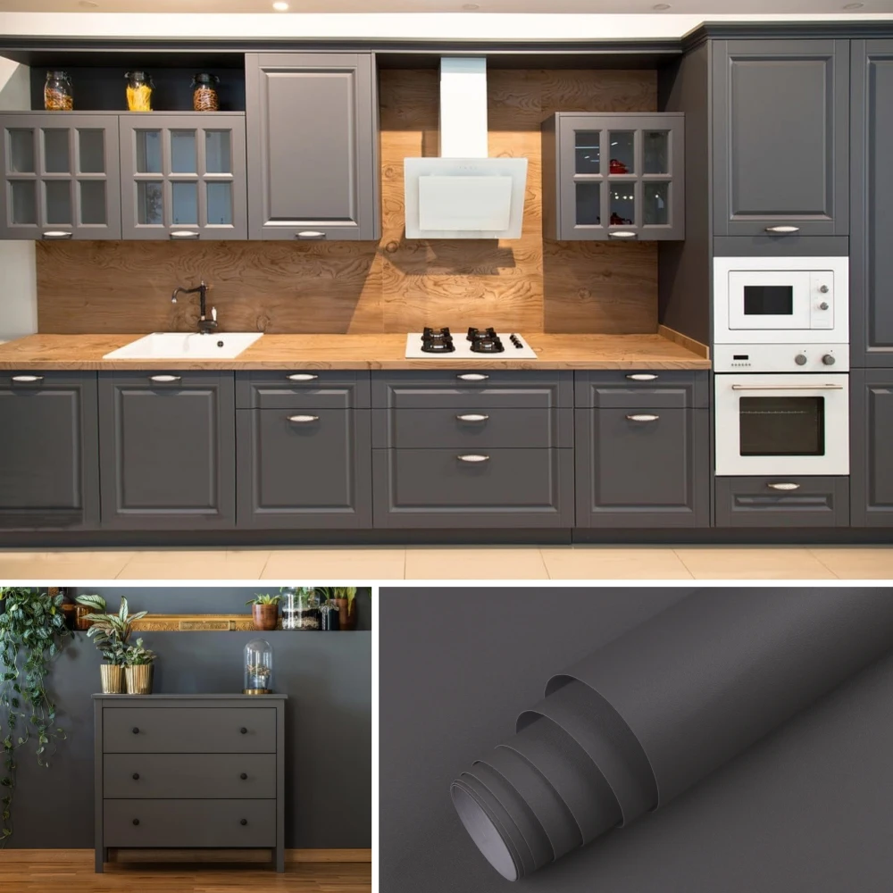 Матовые обои самоклеящаяся матовая пленка из ПВХ, подкладка для полки, ящик, столешница, клейкая мебельная бумага, наклейка для домашнего декора стен