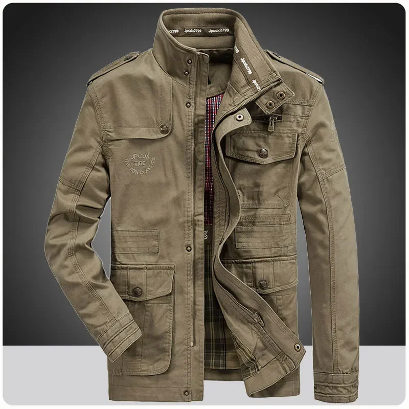 Plus Size 6XL 7XL Winter Jacket Men Pure Cotton Windbreaker Military Mult-pockets Cargo Bomber Coat Business Jacket Men Clothing