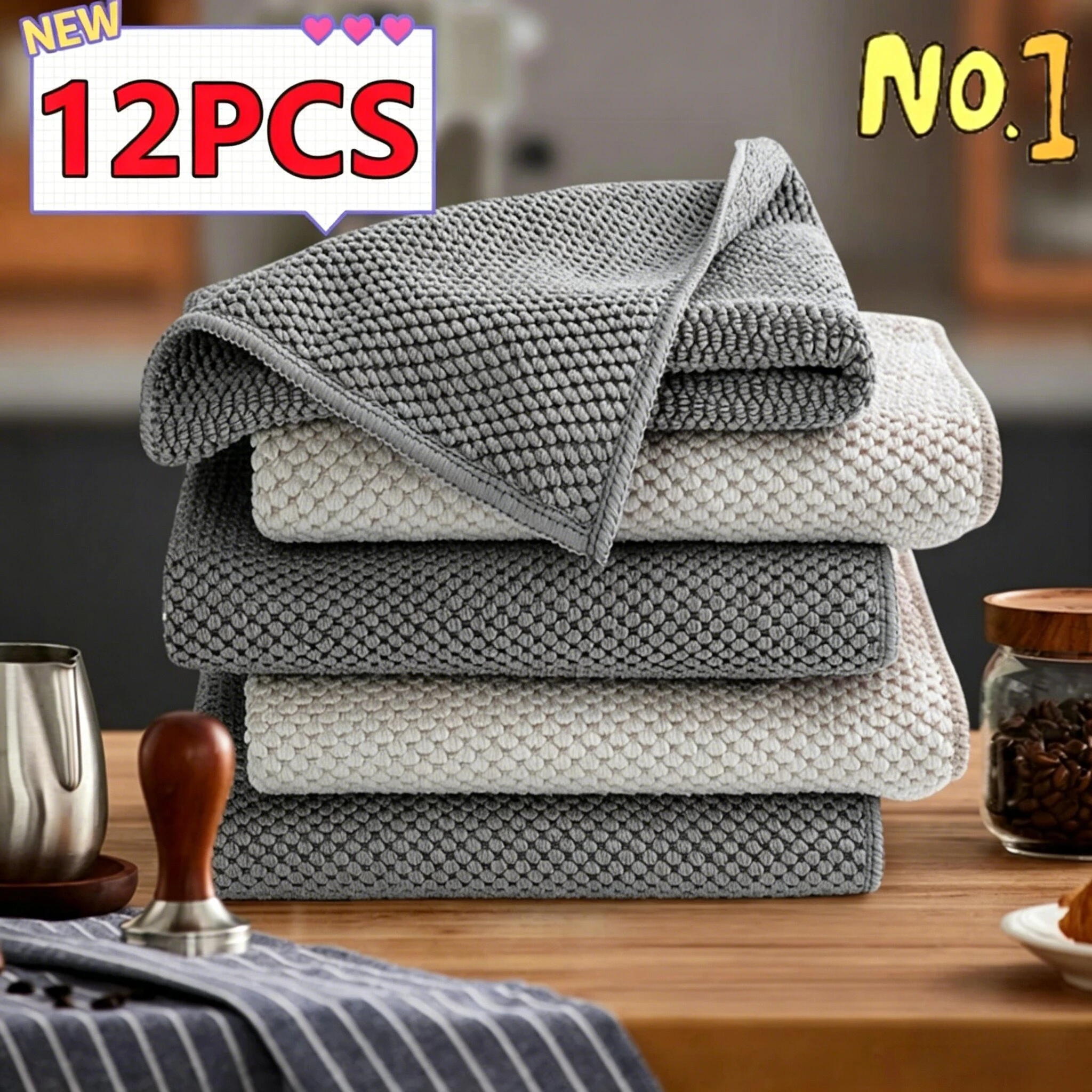 12/6/3PCS Kitchen Bar Cleaning Cloth Towel Tea Shop Coffee Machine Special Rags Water Absorbing Square Towels Household Cleaner