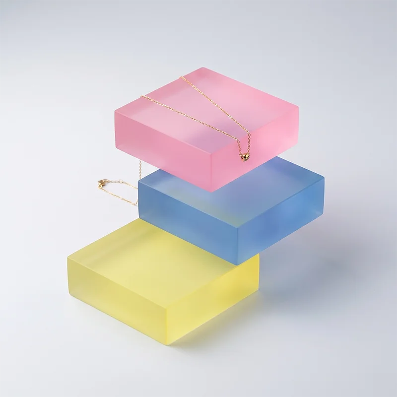 Colorful Acrylic Frosted Cube Display Block Stand For Jewelry,Perfume,Photography Props Decoration Base,Toy Display Shelf
