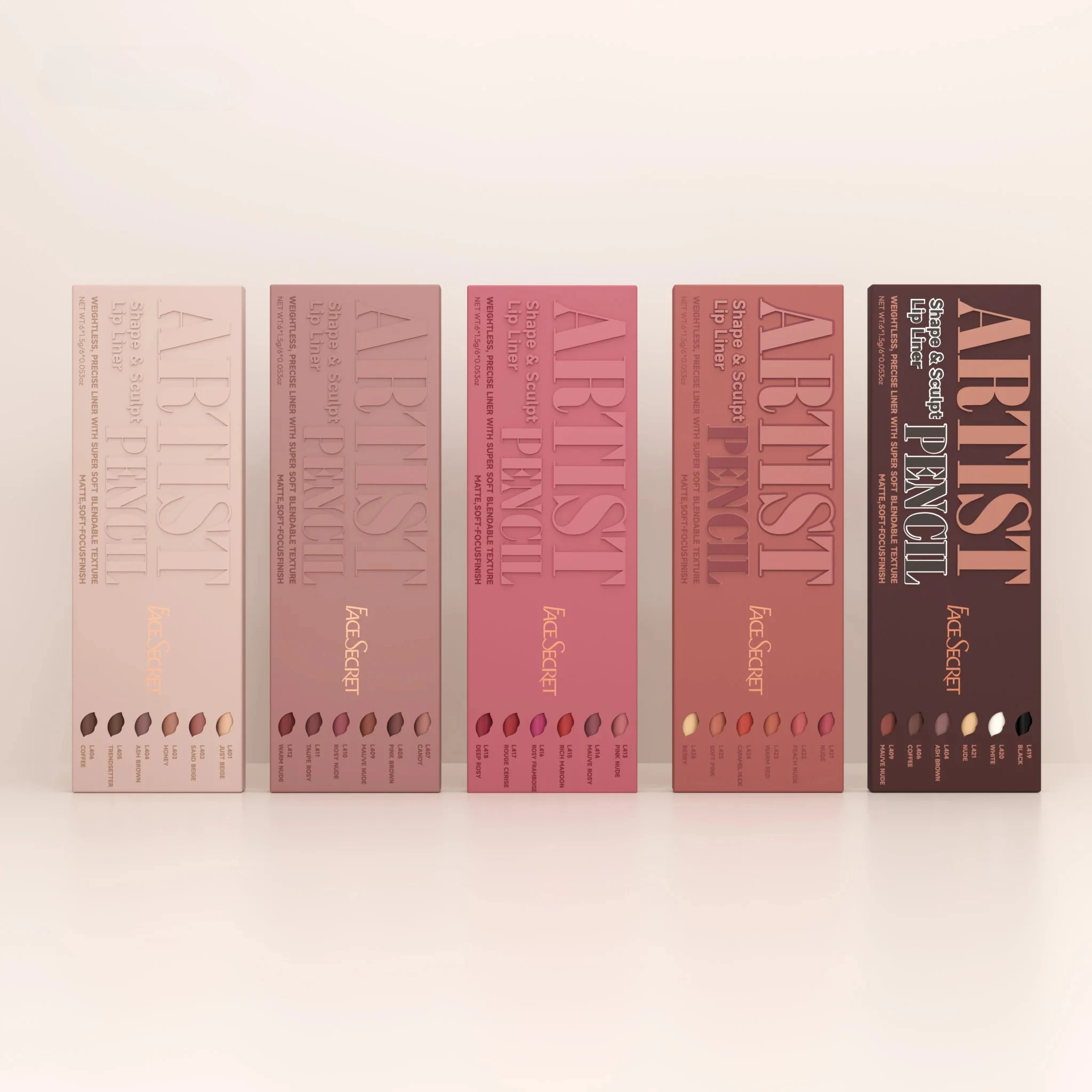 Set di matite per labbra sculptate a forma di artista segreto per il viso, fodera precisa in peso con trama super morbida e sfumabile, opaca e morbida