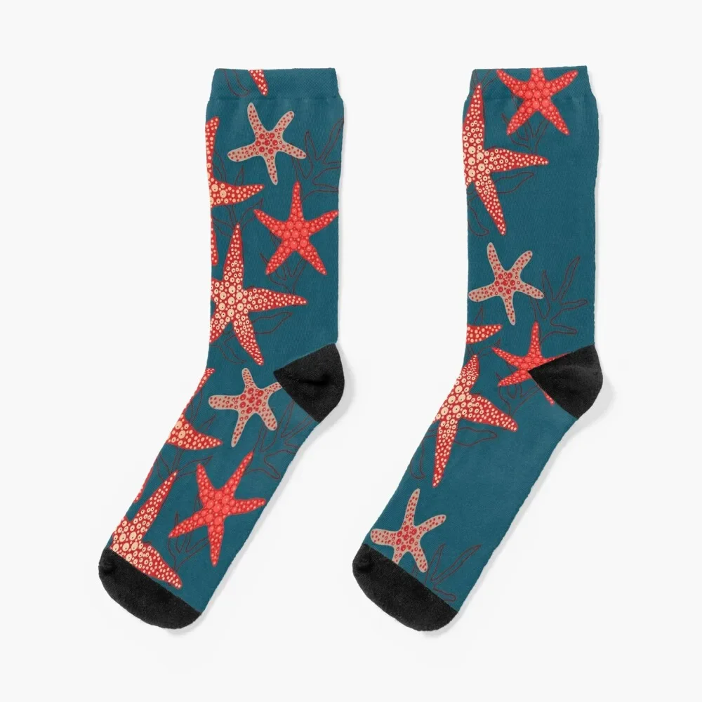 

Sea stars - starfish fun in the ocean red colours Socks winter thermal set custom sports hockey Man Socks Women's