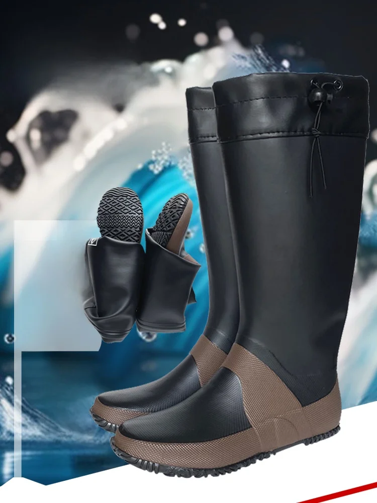 

Men's High-Tube Rubber Rain Boots Waterproof Non-Slip Rice Planting oes Fiing Booties Spring Summer Autumn Winter Seasona...