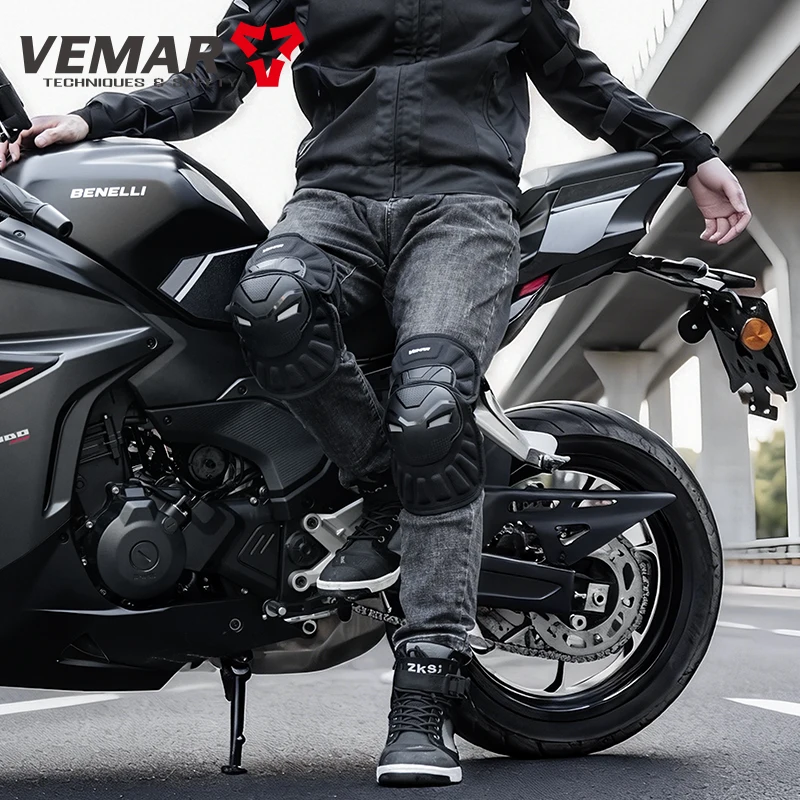 VEMAR Unisex Short Motorcycle Knee Pads Anti-Fall Men Women Motorbike Knee Protectors for Outdoor Riding Sports