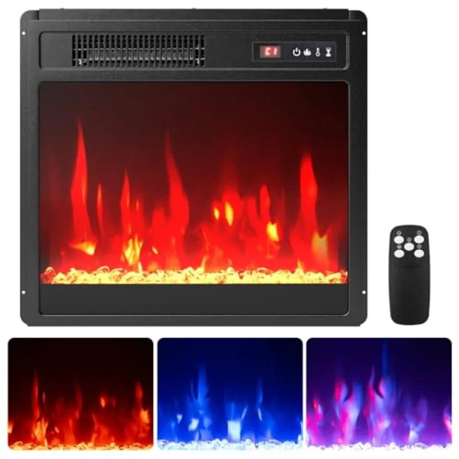 

18 Inches Electric Fireplace Insert with Remote Control for Living Room or Bedroom Heating 750W/1500W Dual Heat Settings Adjust