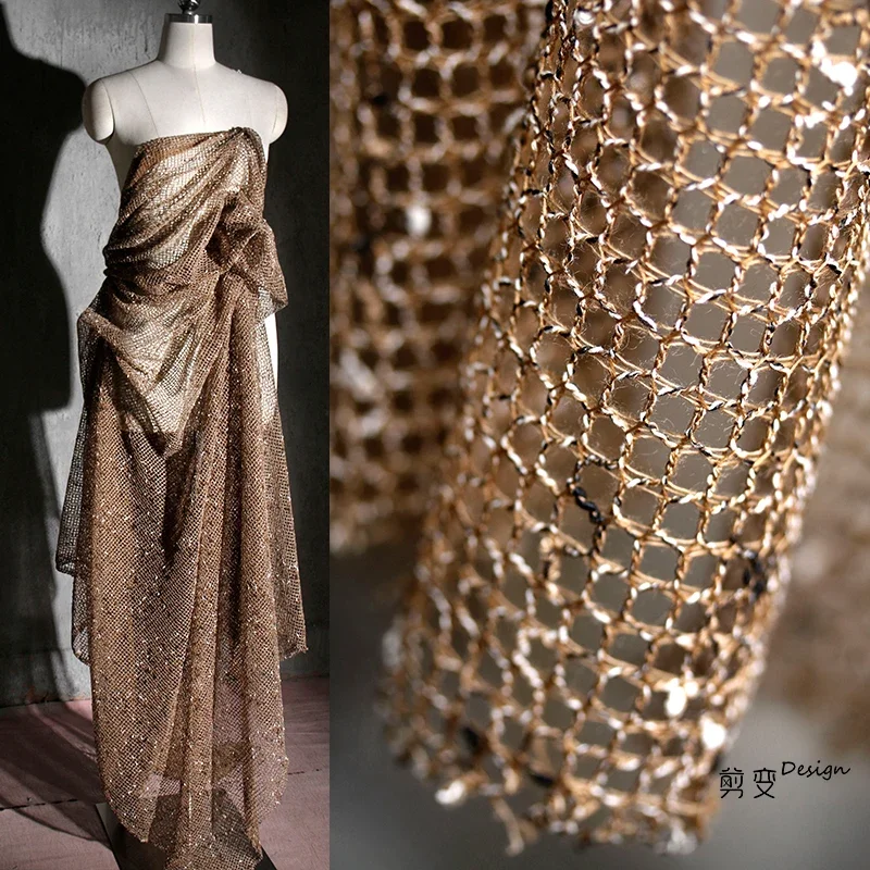 

Fishing Net Texture Knitted Hollow Mesh Creative Fabric DIY Perspective Background Gift Clothing Designer Fabric Transformation