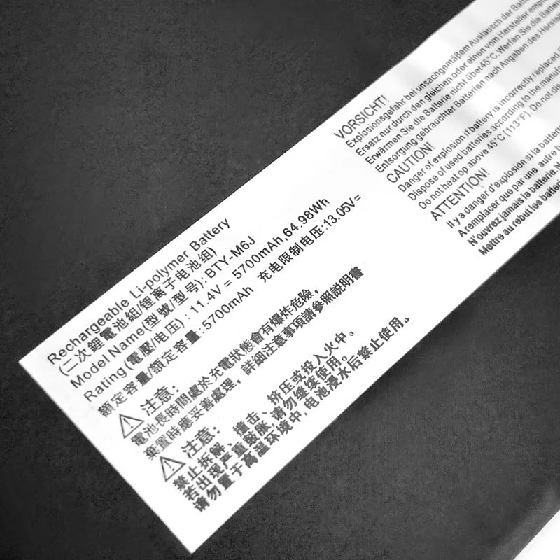 High Quality BTY-M6J Laptop Battery For MSI GS63VR GS73VR 6RF-001US BP-16K1-31 MS-17B1 MS-16K2 9N793J200 Tablet 11.4V 5700mAH
