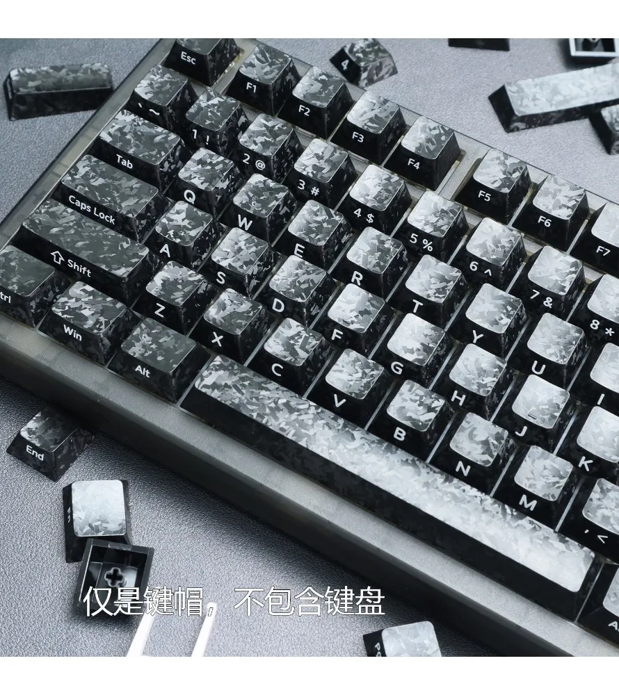 Keycap Personality Keycap Forged carbon texture Side engraved characters wooting magnetic axis Mechanical keyboard