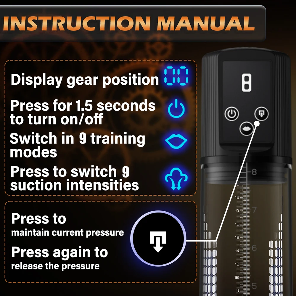 Electric Penis Pump Erection Enlargement Extender 9 Suction Levels Men Exerciser Masturbating Intimate Toy for Male Enhancement