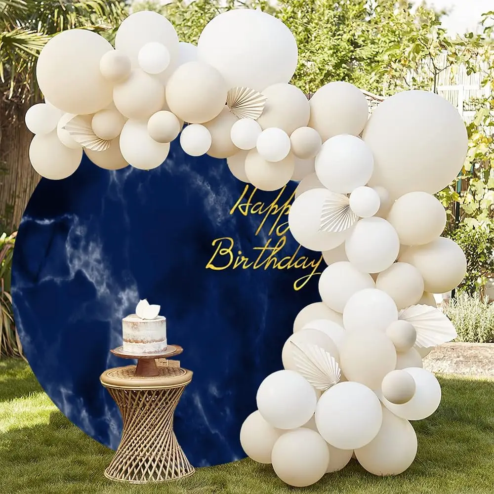 พื้นผิวหินอ่อนสีฟ้าไล่ระดับสีฉากหลังทรงกลมทรงกลมสุขสันต์วันเกิดเด็กผู้ใหญ่ภาพบุคคลพื้นหลังงานเลี้ยงทารก