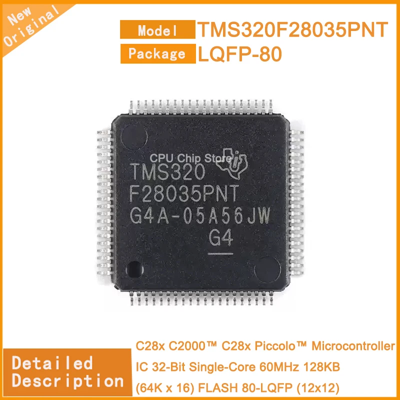 5Pcs/Lot  New Original  TMS320F28035PNT  TMS320F28035 Microcontroller IC 32-Bit Single-Core 60MHz 128KB (64K x 16) FLASH 80-LQF