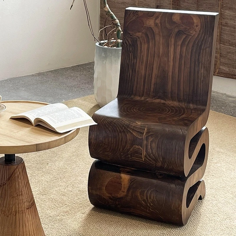Special-shaped ornament decorative chair, solid wood creative S-shaped back chair