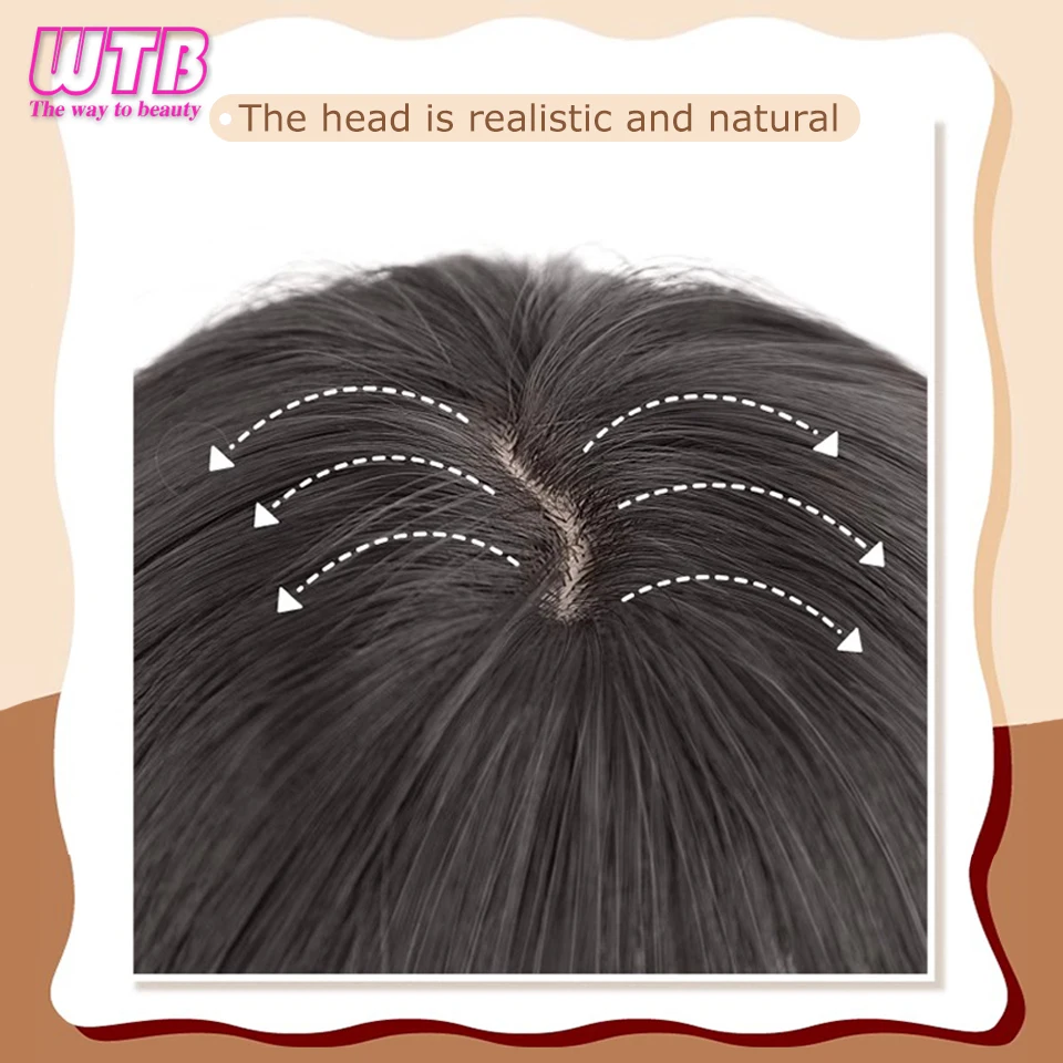 WTB Synthetic Short Straight Bob Hair Wig for Women Short Wigs with Bangs Heat Resistant Black/Brown Hair Cosplay Wig