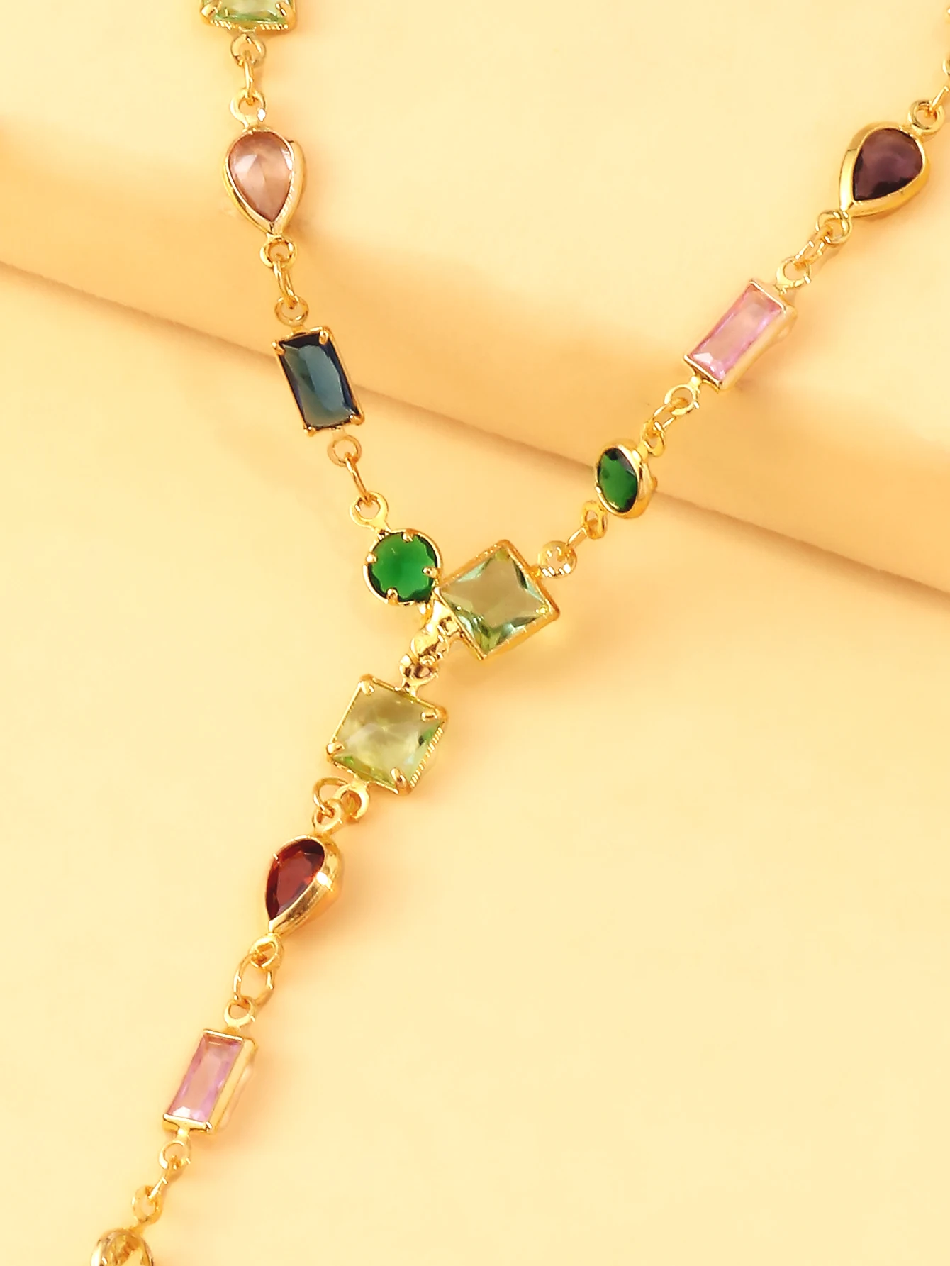 Fashion creative color rhinestone tassel necklace niche high-end color zircon clavicle chain