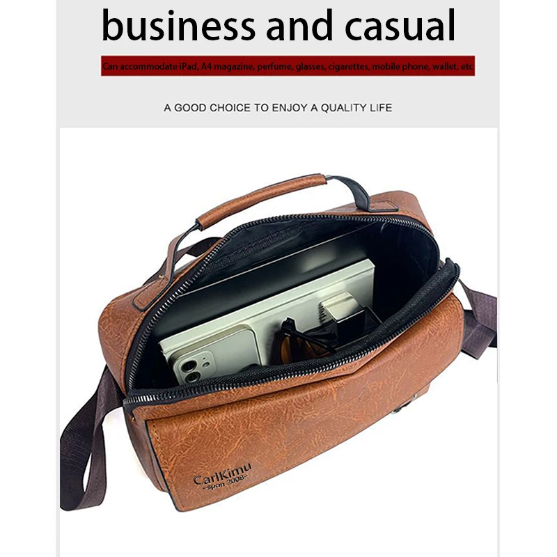 Hochkapazitäts-Business-Aktentasche, Herren PU-Leder Laptop-Umhängetasche mit Verstellbarem Gurt für Alle Gelegenheiten – Detail 3