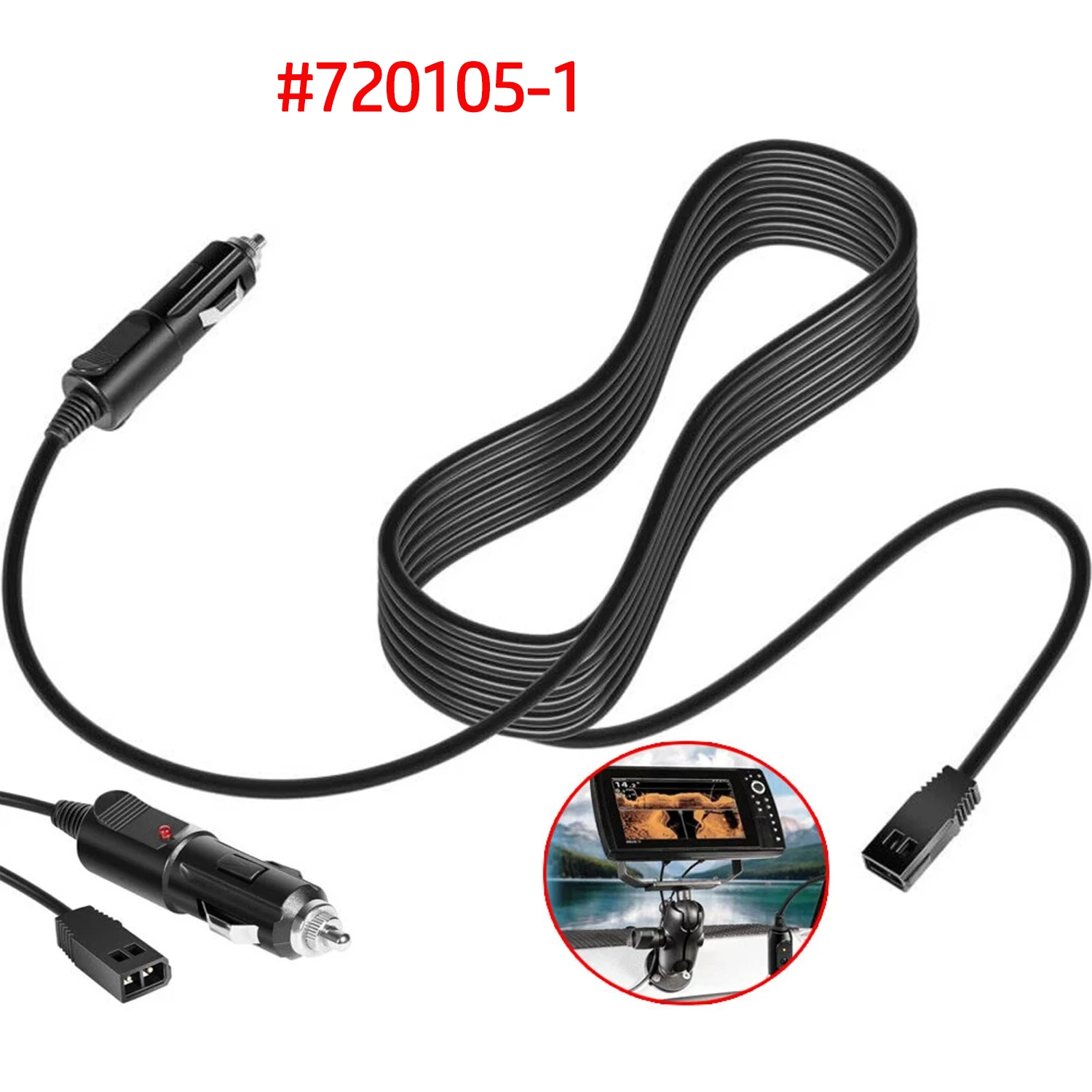 

720105-1 8 Feet Power Cable 12V DC Port Power Cord for Humminbird Helix 5/7/8/9/10/12/15,for All ICE Helix, All ICE Flasher