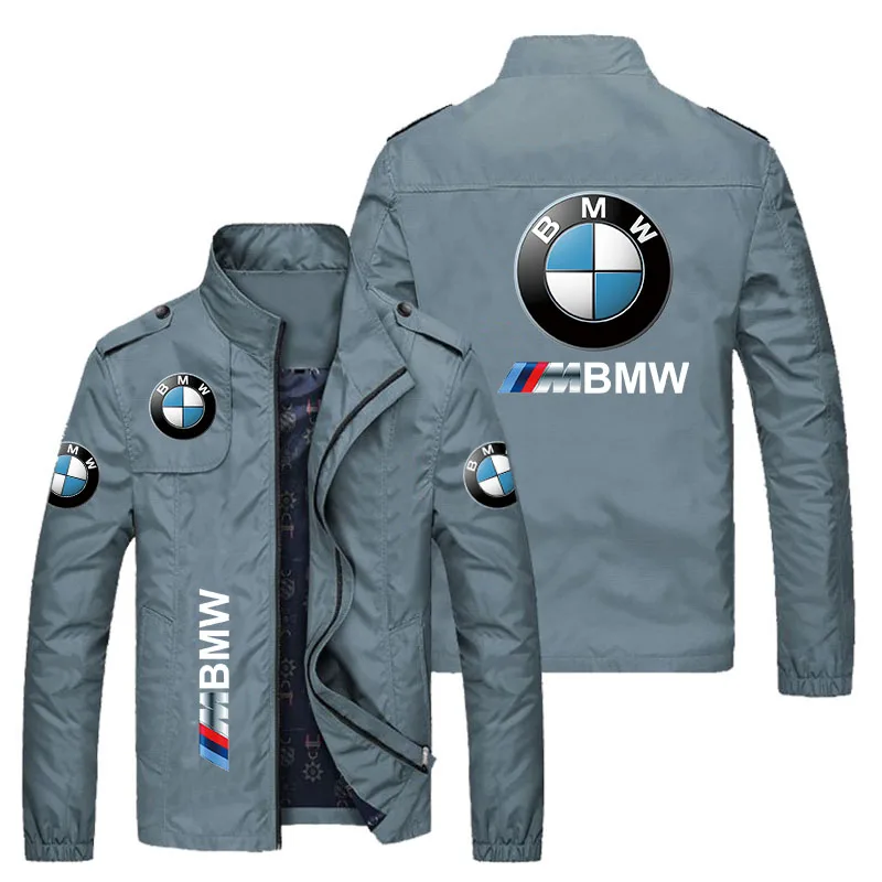 BMW Jacket Men\'s Clothing BMW Logo Print Biker Jacket Windbreaker Casual Outdoor Sports Oversized Biker Racing Jacket Black