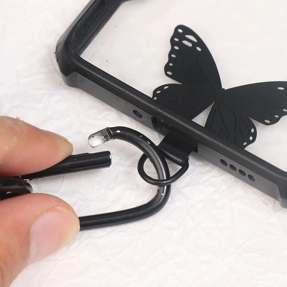 1PC Butterfly Shape Stainless Steel Phone Tether Patch Gasket Ultra-thin Cellphone Strap Parts Lanyard Safety Connect Piece