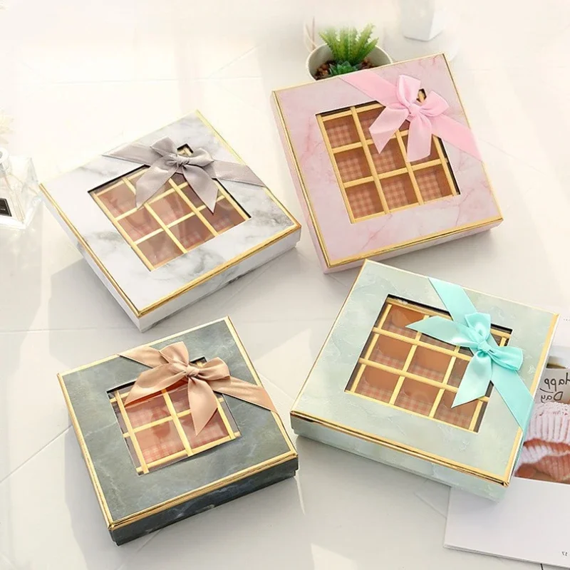 5Pcs Chocolate Boxes 9/12/16/25Grids Candy Box with Window Chocolate Gift Packing Box For Valentine's Day Wedding Party Favors