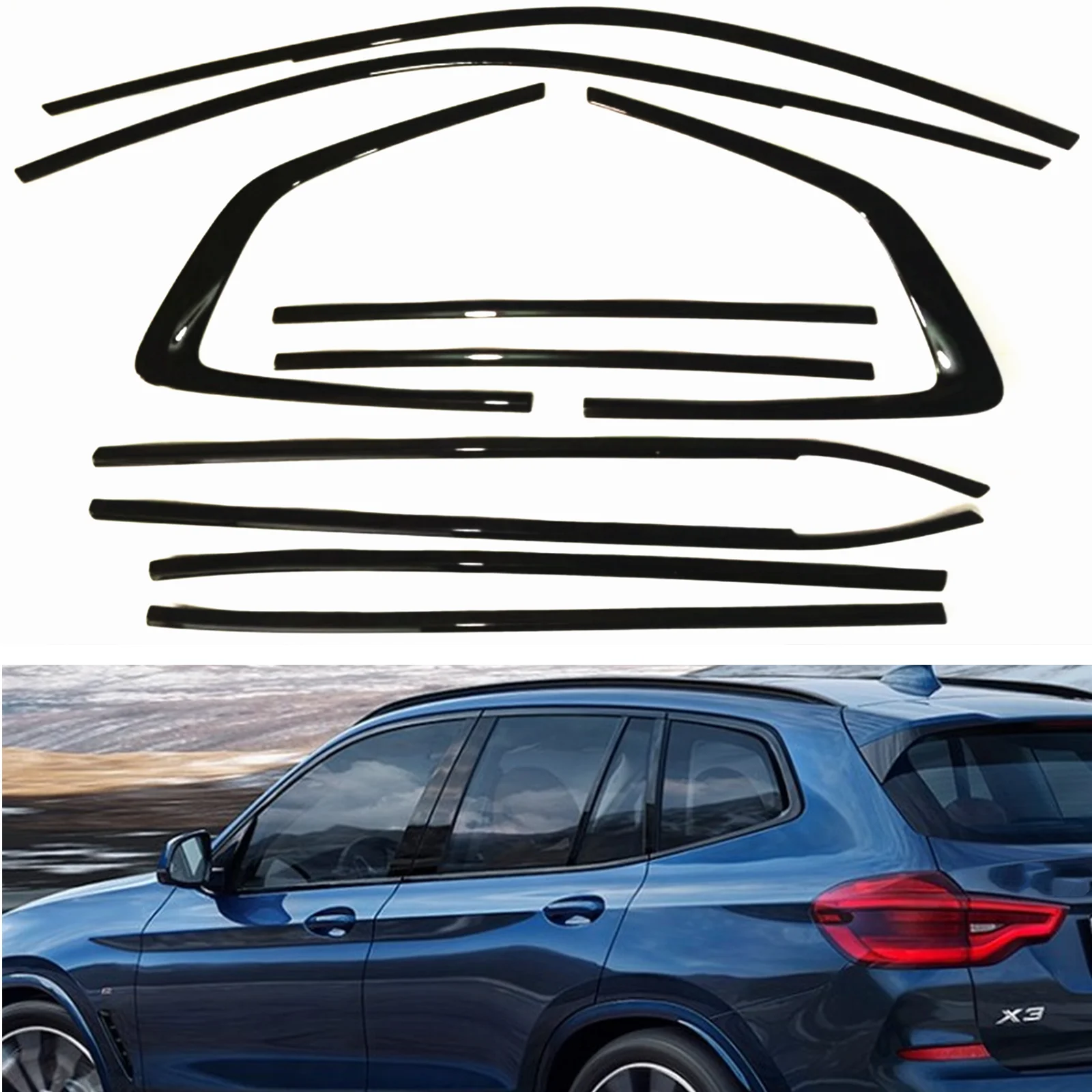 Car Exterior Strip Cover Weatherstrip Trim Sticker Gasket Seal Stainless Steel For BMW G01 X3 2018 2019 2020 2021 2022 2023 2024