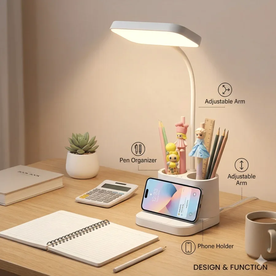 

LED Desk Lamp, Adjustable Brightness And Color Temperature, USB Rechargeable, Suitable For Dormitory Reading, Study/Office Use,