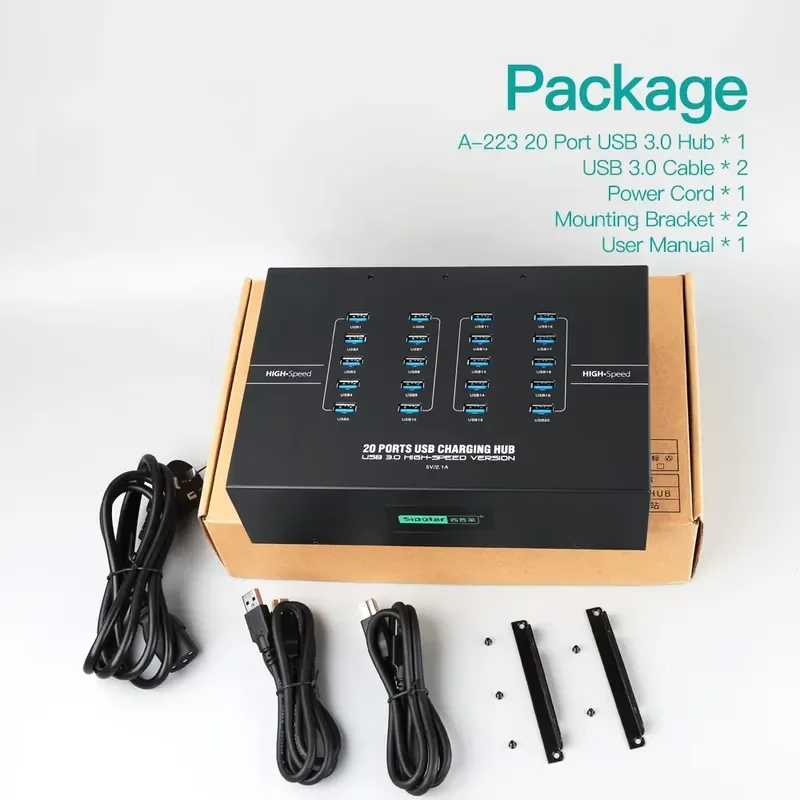 A-223 20 Port USB 3.0 Hub for Phone Farm & Group Control 2A Fast Charger Station USB Device Management for Software Testing
