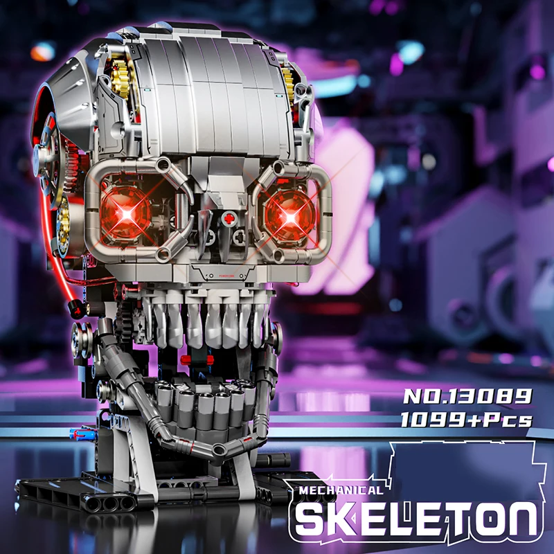 

1099pcs Mechanical Skeleton Skull Building Set, Steampunk Style Decor, Unique Collectible Model for Boys, Cool Robotics Display