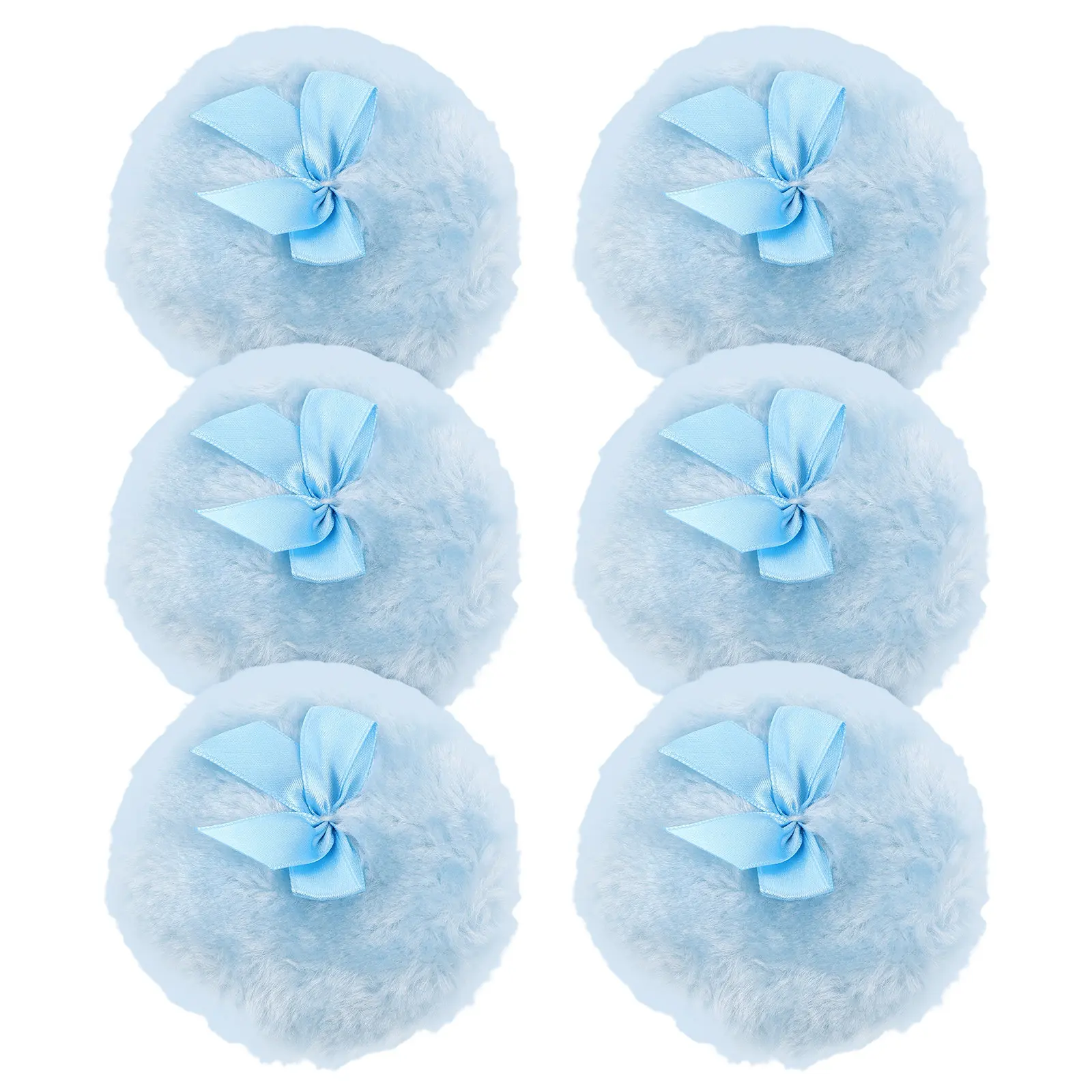 6Pcs Body Powder Puff Soft Fabric Round Applicator Bow Detail Gentle Skin Powder Spread Diaper