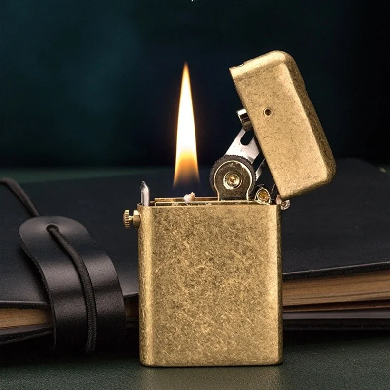 New ZORRO Creative Brass Kerosene Windproof Lighter Mechanical Automatic Jet Gasoline Cigarette Lighter Classic Retro Men\'s Gift