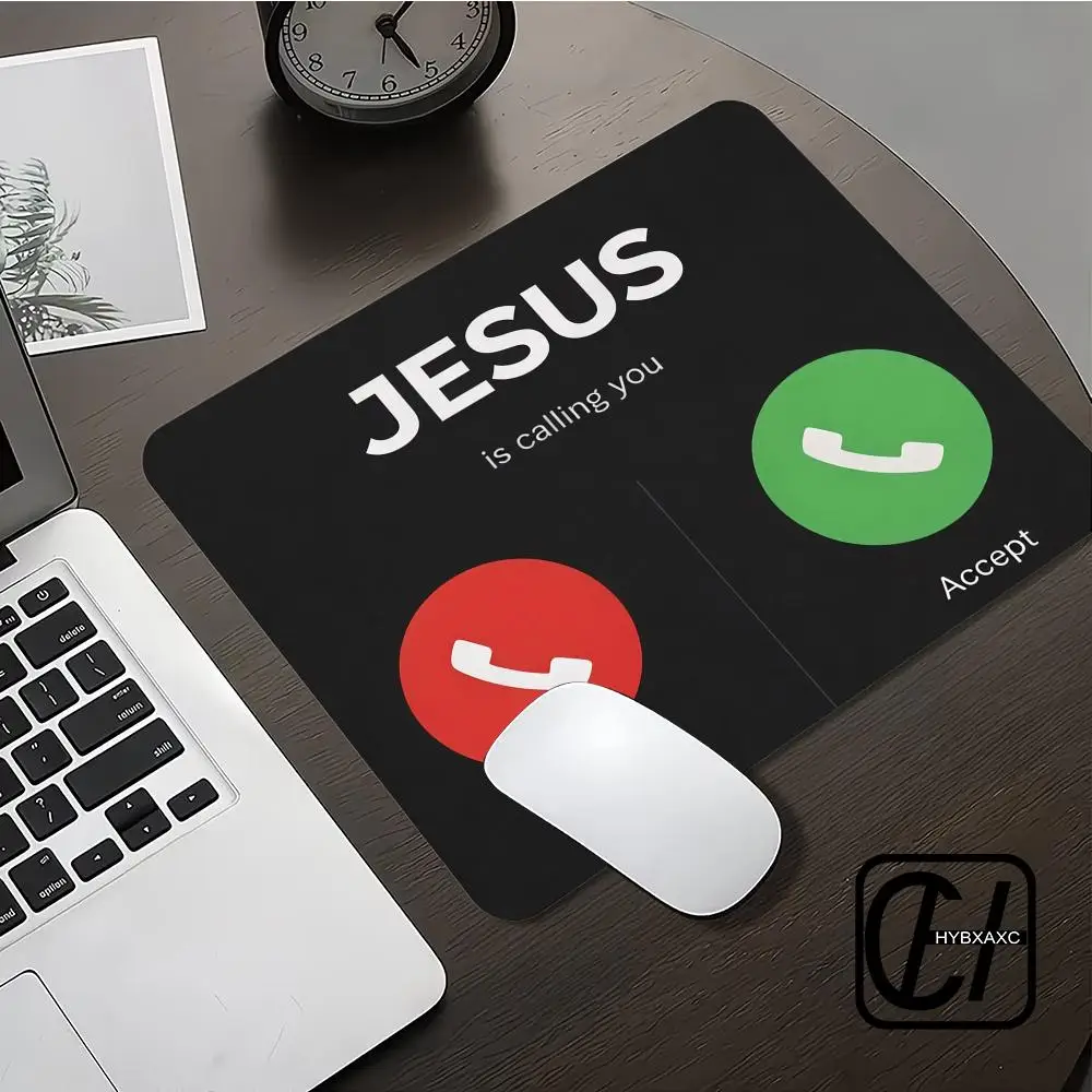Funny Jesus Calling Mouse Pad For Small Size Gaming Mouse Pad Gamer Company Keyboard Mouse Mat Carpet Computer Desk Mat HYBXXC