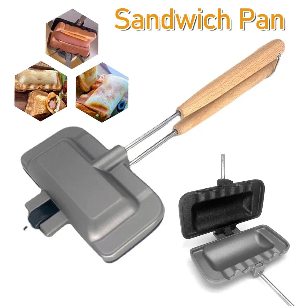 Double-Sided Sandwich Pan Non-Stick Foldable Grill Frying Pan for Bread Toast Breakfast Machine Pancake Maker Kitchen Gadgets