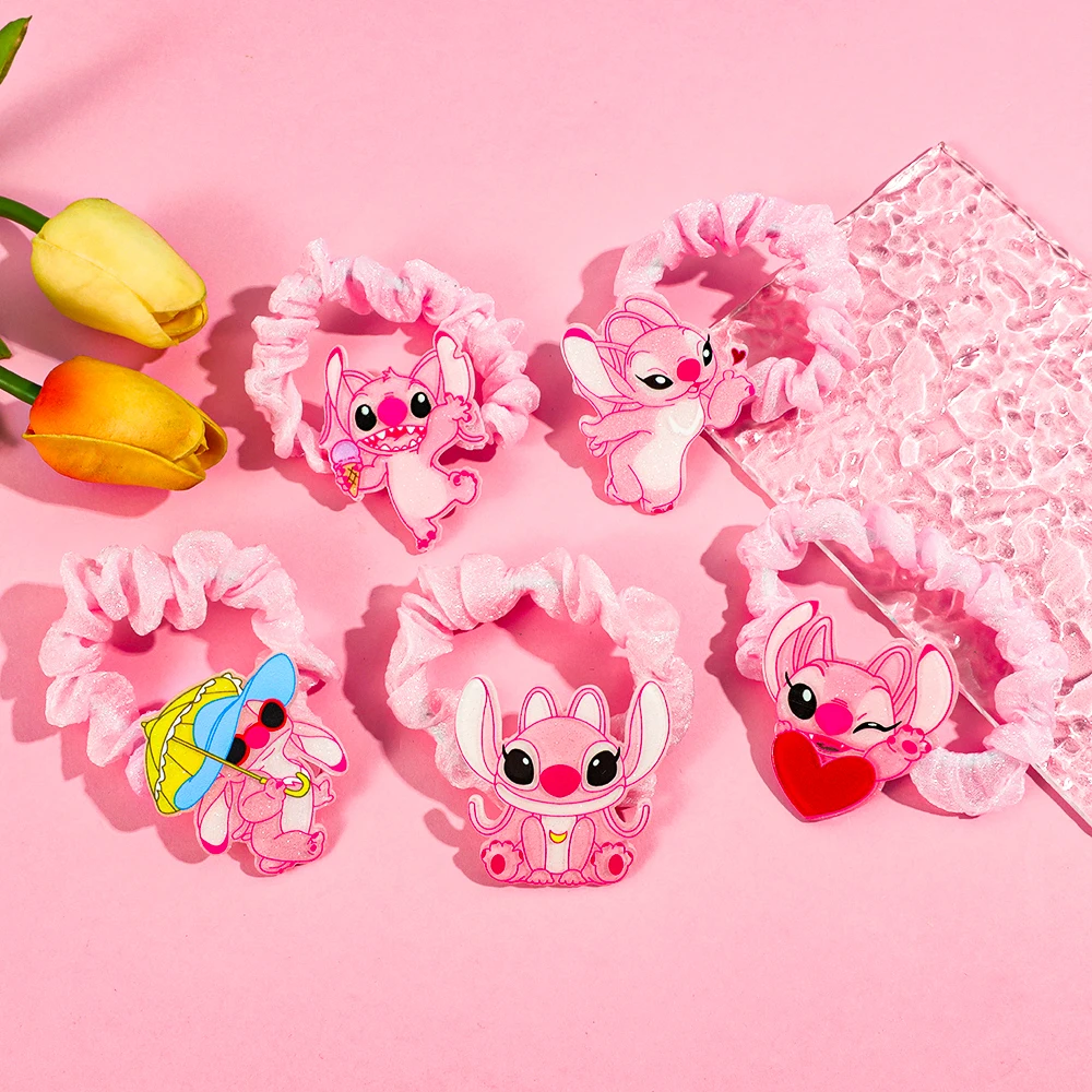 

1 шт./5 шт., розовые резинки для волос серии «Ангел Диснея», милые уникальные аксессуары для волос, повседневные практичные резинки для волос, легко завязывать волосы