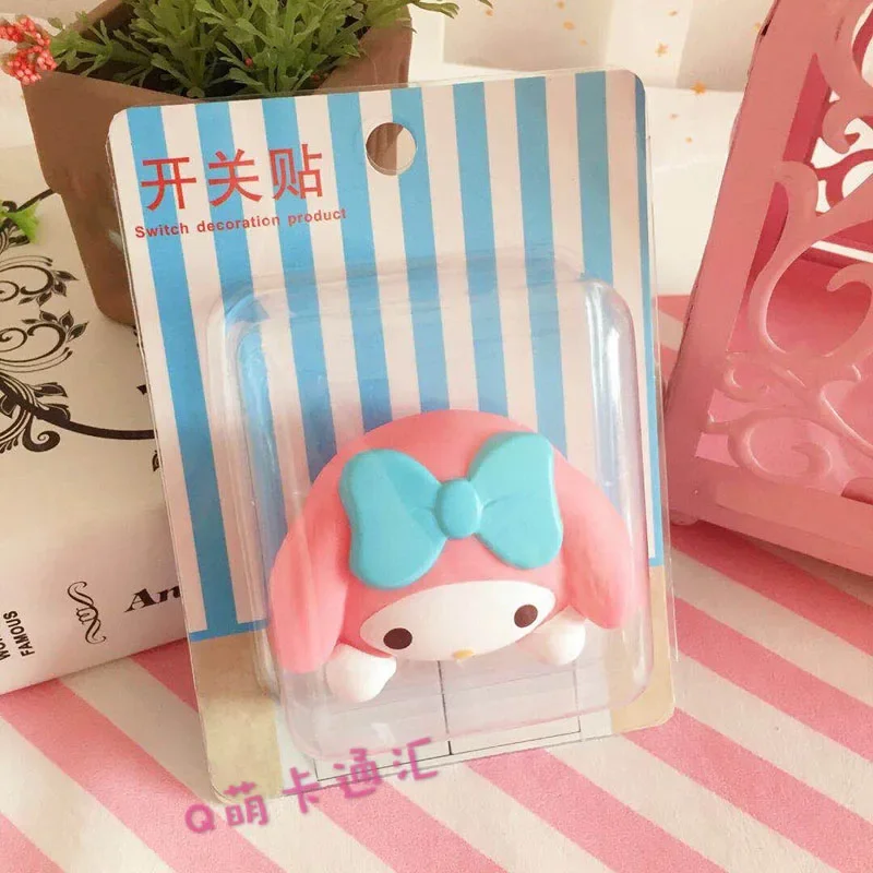 3d Sanrio Hello Kitty Switch Sticker Schattige Cartoon Mijn Melodie Stopcontact Hoes Decoratieve Sticker Decoratie Vakantiegeschenken