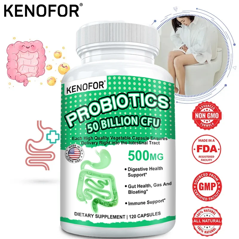 Probiotic Capsules 50 Billion CFUs of Lactobacillus Acidophilus, Promotes Nutritional Digestion&Gut Health for Adults, Women&Men