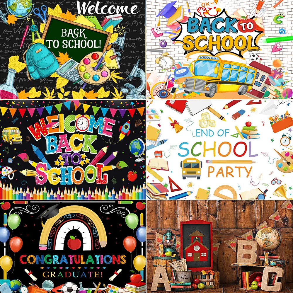 Welcome Back to School Theme First Day of Kindergarten Background Preschool Teachers Students Welcome Banner Decor Photo Studio