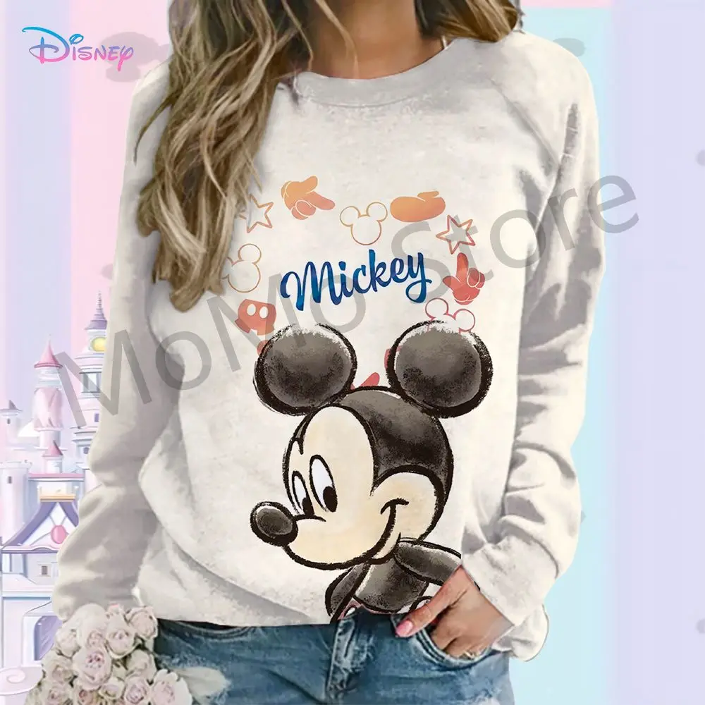 Long Sleeve Sweatshirts Disney Mickey Mouse O Neck Y2k Clothes Pullovers Autumn Women Clothing 3D Print Leisure Winter S-3XL New