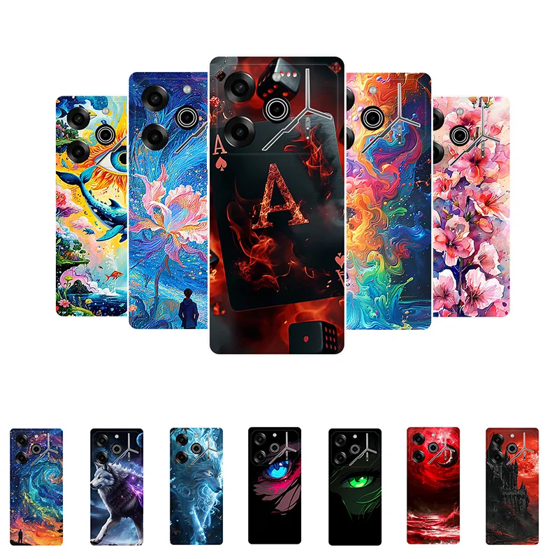 For Tecno Pova 6 Pro Case Soft Silicone Poker Wolf Fashion Back Cover for Tecno Pova 6 Neo Cases Protective Pova6Pro TPU Pova6