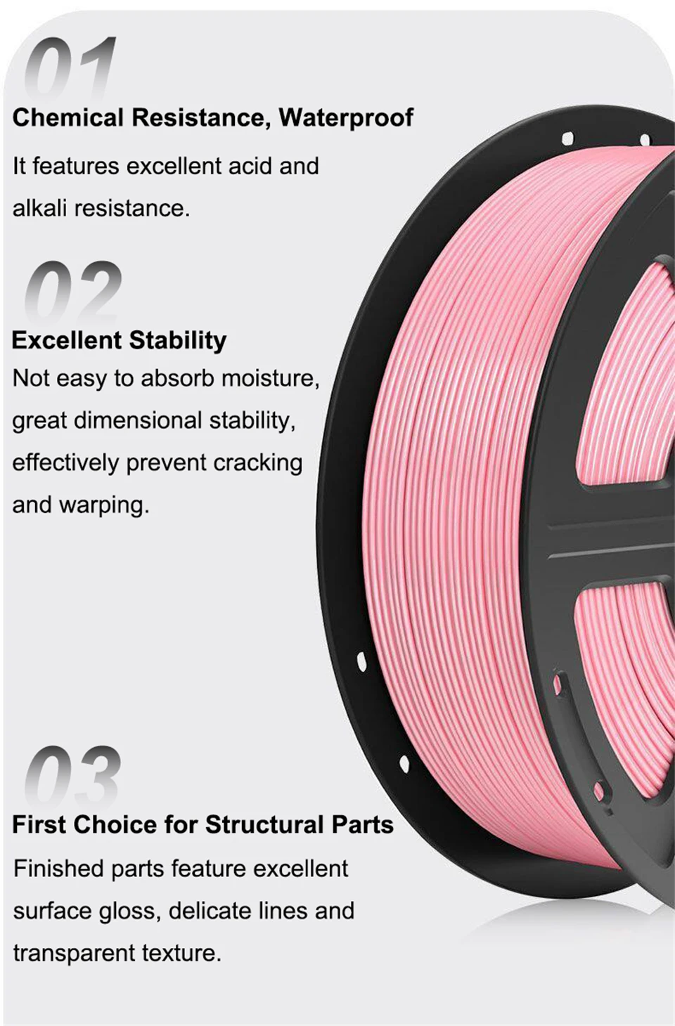 3D-Drucker Filament PETG 1,75mm 1KG Hochpräzise Geringe Schrumpfung Umweltfreundliches Langlebiges Druckmaterial für 3D-Druck – Detail 3