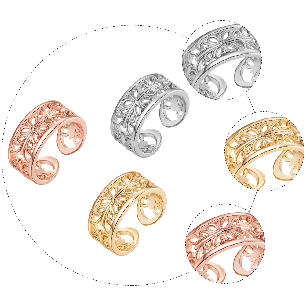 

3 Pcs Foot Decoration Female Toe Jewelry The Flowers Copper Knuckle Women's Decorative