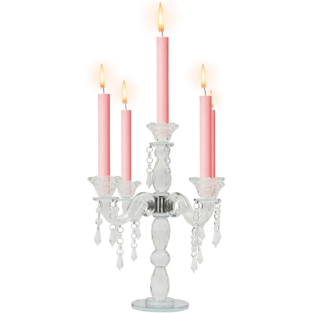 

5-Arm 14 Crystal Candle Holder for Living Room and Garden
