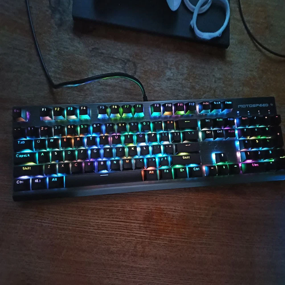 Tutup kunci Keyboard mekanik Universal ABS, 104 buah tutup kunci kosong ergonomis DIY Untuk Keyboard Cherry MX pengganti dengan lampu latar