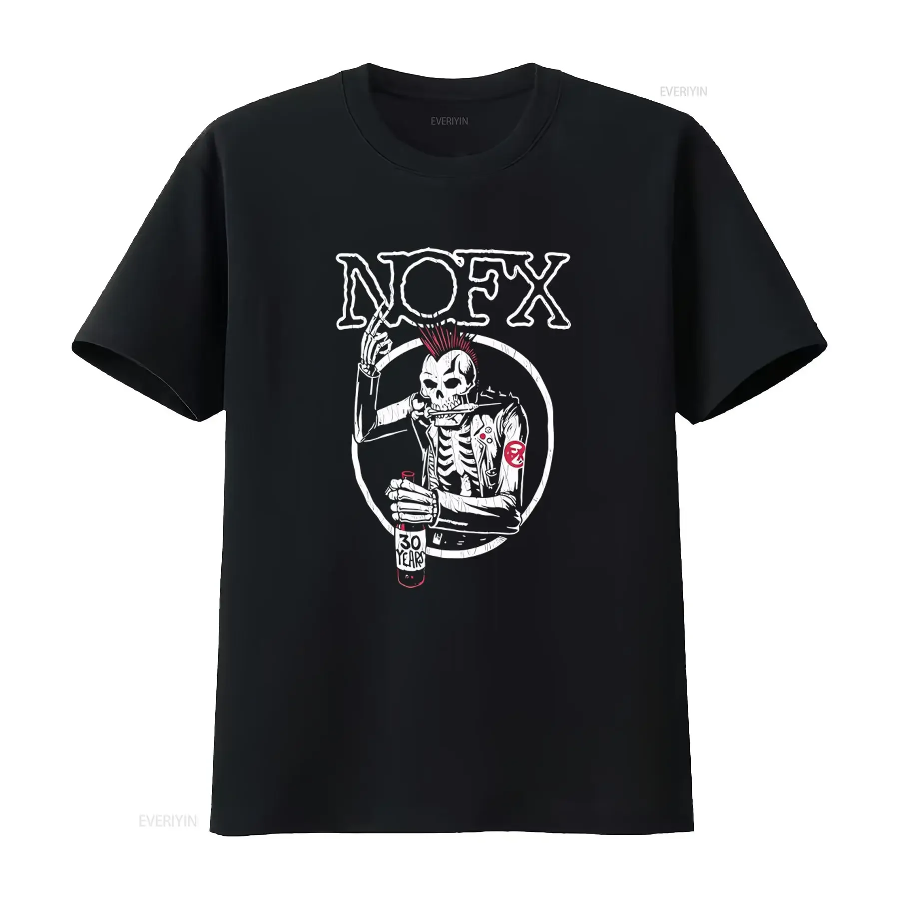 NOFX 30 Years Anniversary Punk Rock Skull Men's T Shirt Large Size vintage Washed Breathable graphic Stylish fashion homme