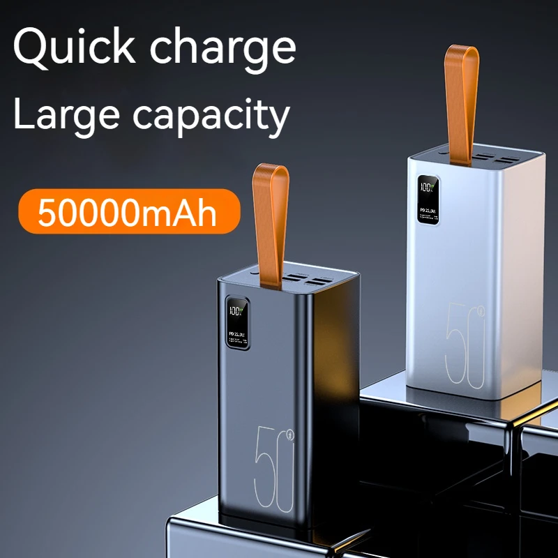 High Capacity 50000mah Powerbanks With Digital Display Four USB Type C output 22.5W Portable Power Bank 50000mAh power station