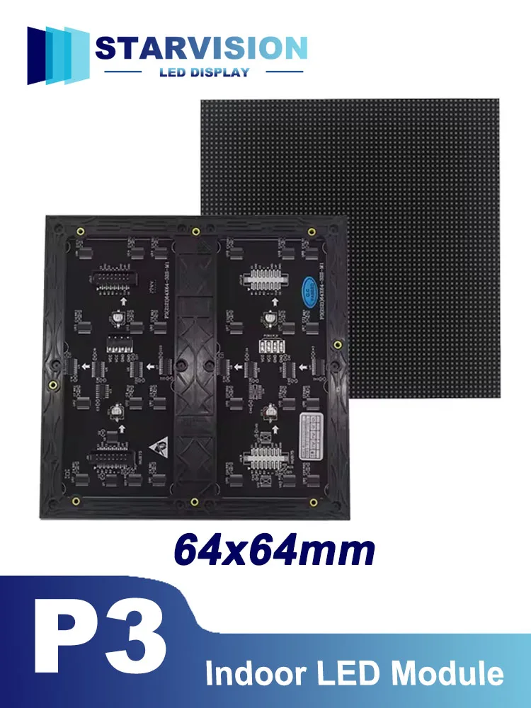 P3 Indoor Full Color LED Display Module 64 x 64 Dot Matrix 192mm x 192mm SMD RGB P3 LED Panel Module
