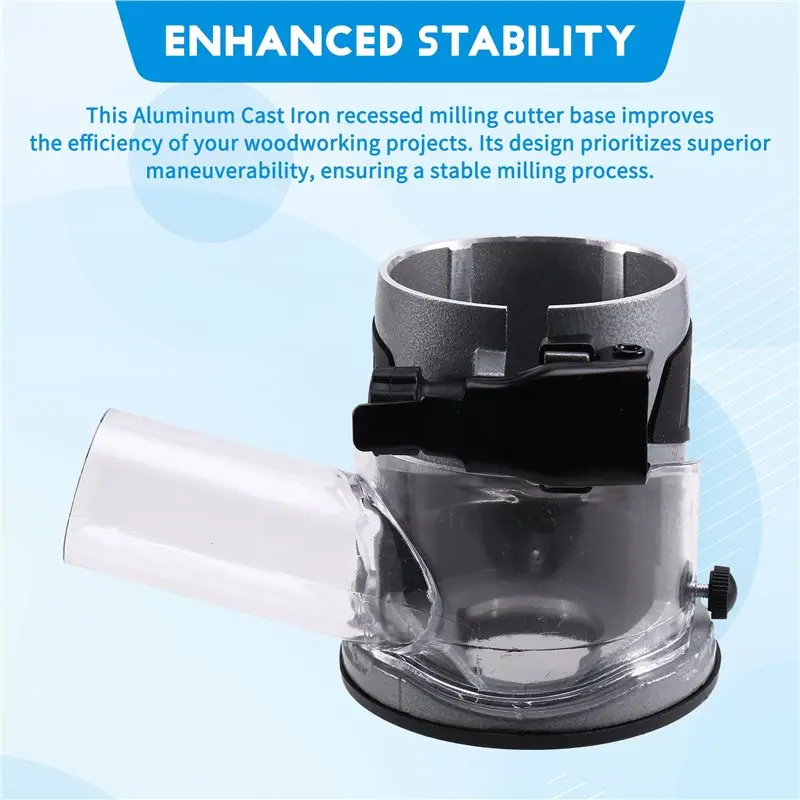 【متعدد الاستخدامات 】قاعدة توجيه يغرق من سبائك الألومنيوم قابلة للتعديل مع مجموعة الغبار لآلة التشذيب ونقش الاستقرار المحسن